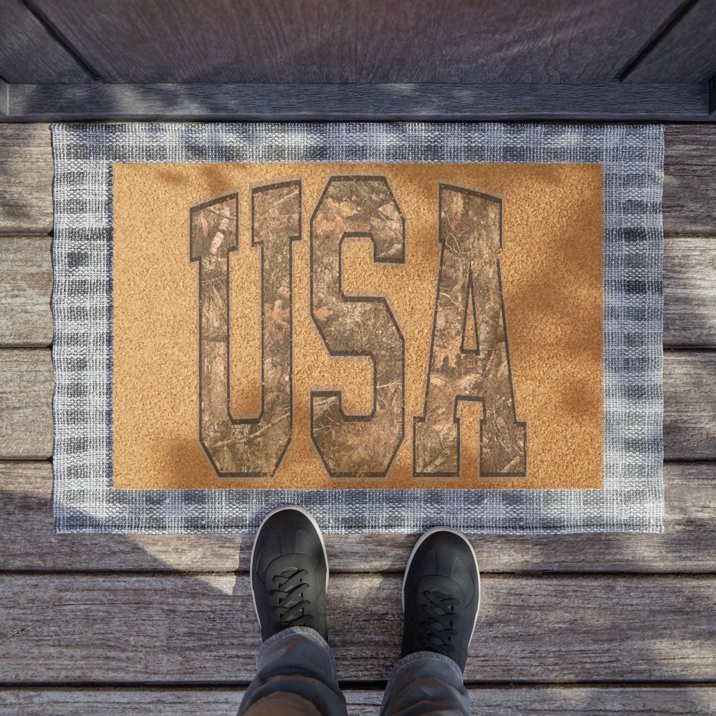 USA Camo Doormat — Patriotic Outdoor Welcome Mat
