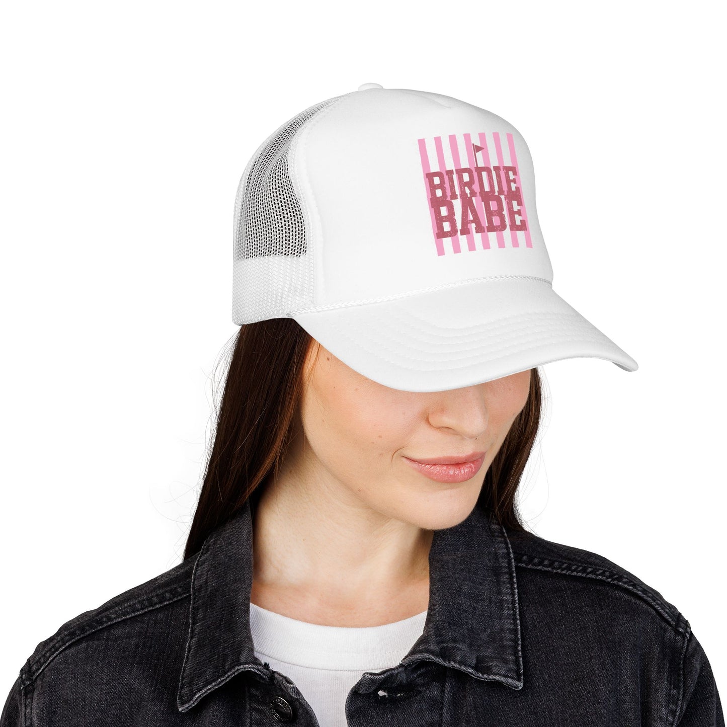 Trucker Hat — 'Birdie Babe' Pink Golf Graphic Foam Trucker Hat
