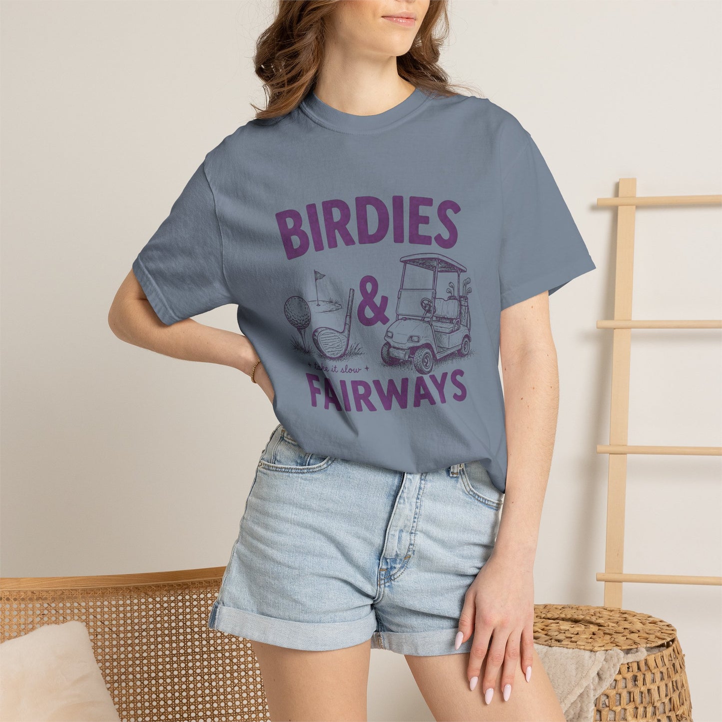 Birdies & Fairways Pink Golf T-Shirt — Funny Golf Cart Tee for Golfers