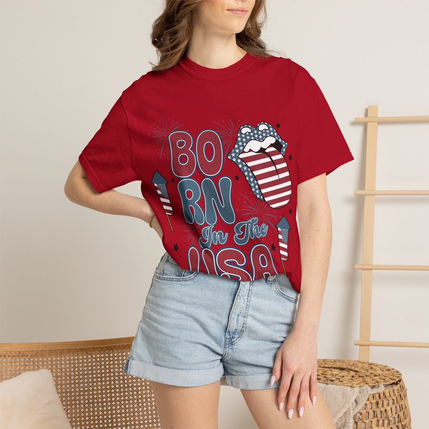 Born in the USA Patriotic T-Shirt — 4th of July American Flag Design