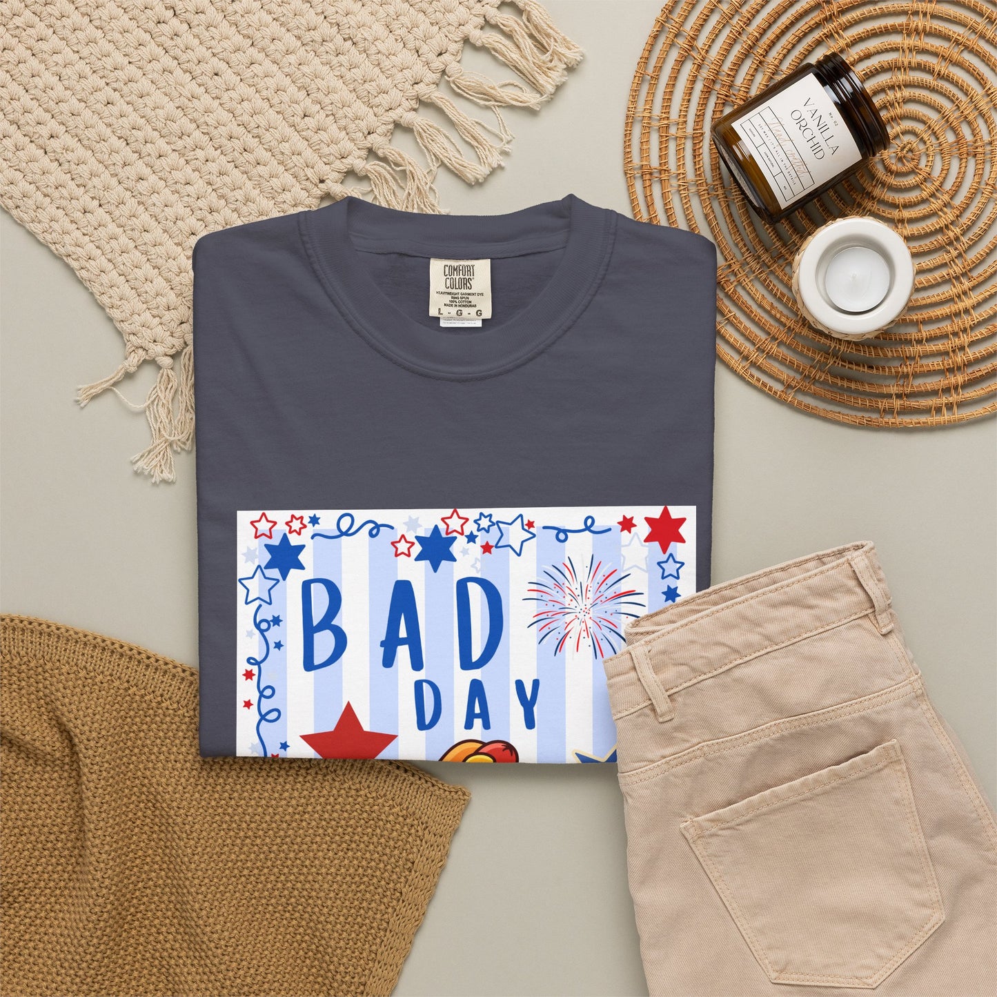 Hot Dog Graphic T-Shirt — “Bad Day to Be a Hotdog” Patriotic BBQ Tee