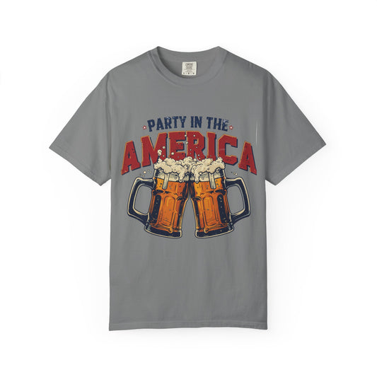 Party in the America T-Shirt — Patriotic Beer Graphic Tee for 4th of July