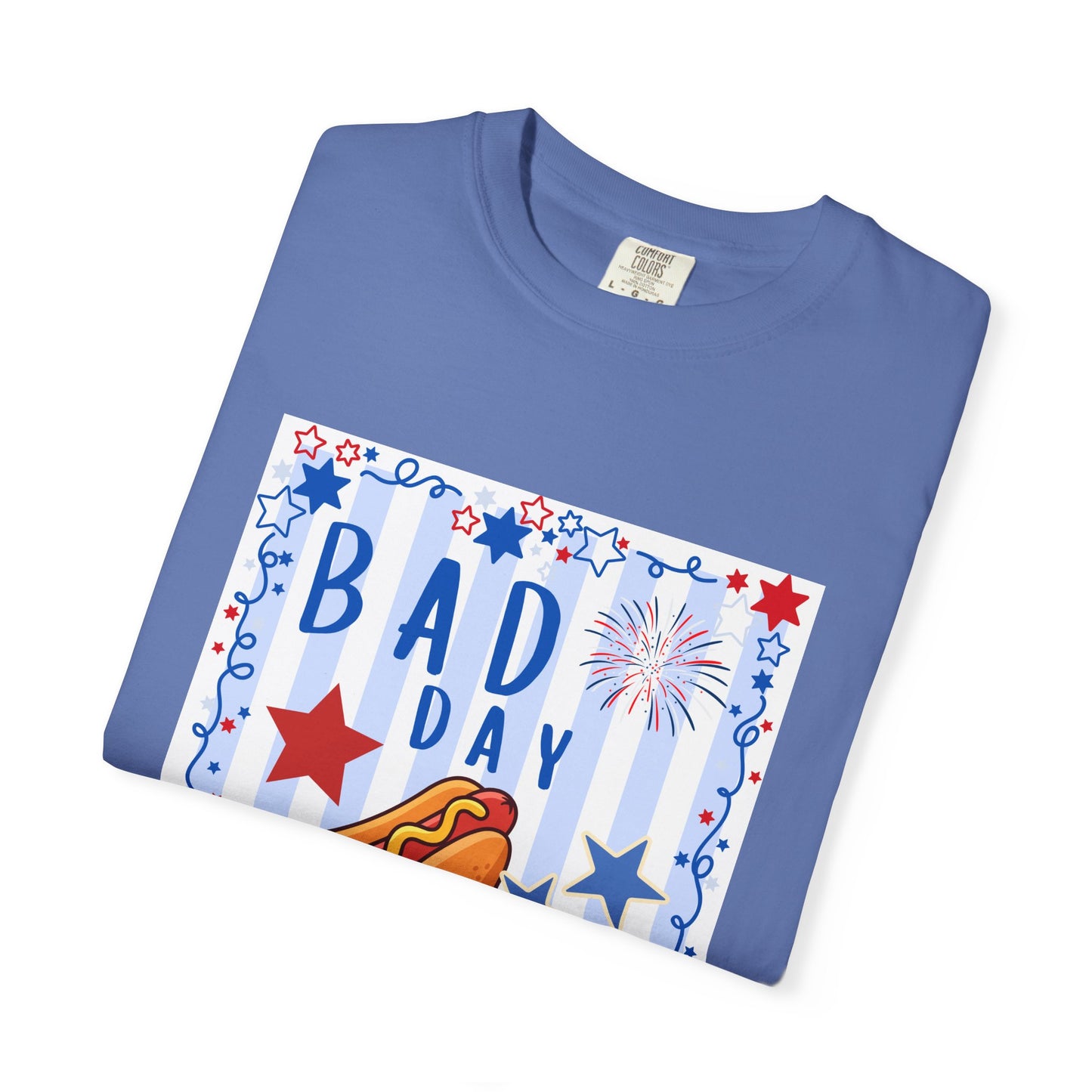 Hot Dog Graphic T-Shirt — “Bad Day to Be a Hotdog” Patriotic BBQ Tee