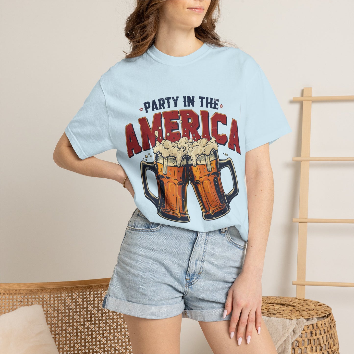 Party in the America T-Shirt — Patriotic Beer Graphic Tee for 4th of July
