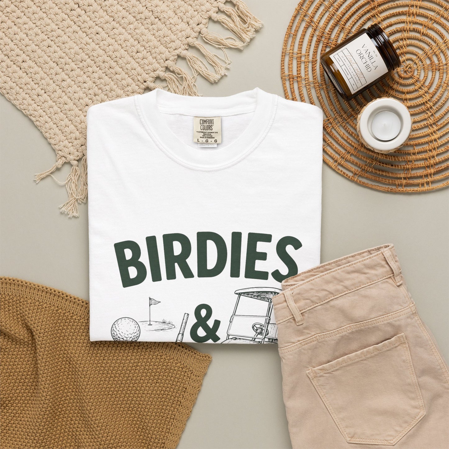 Golf T-Shirt — "Birdies & Fairways" Vintage Golf Cart Design