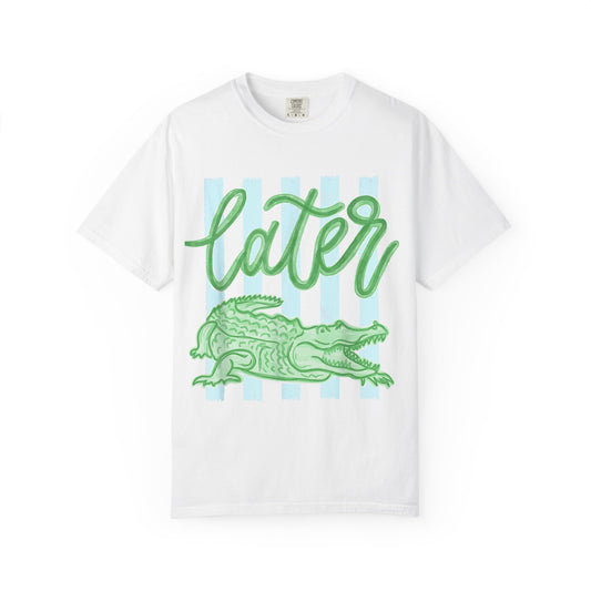 Later Crocodile T-Shirt — Playful Green Gator Graphic Tee