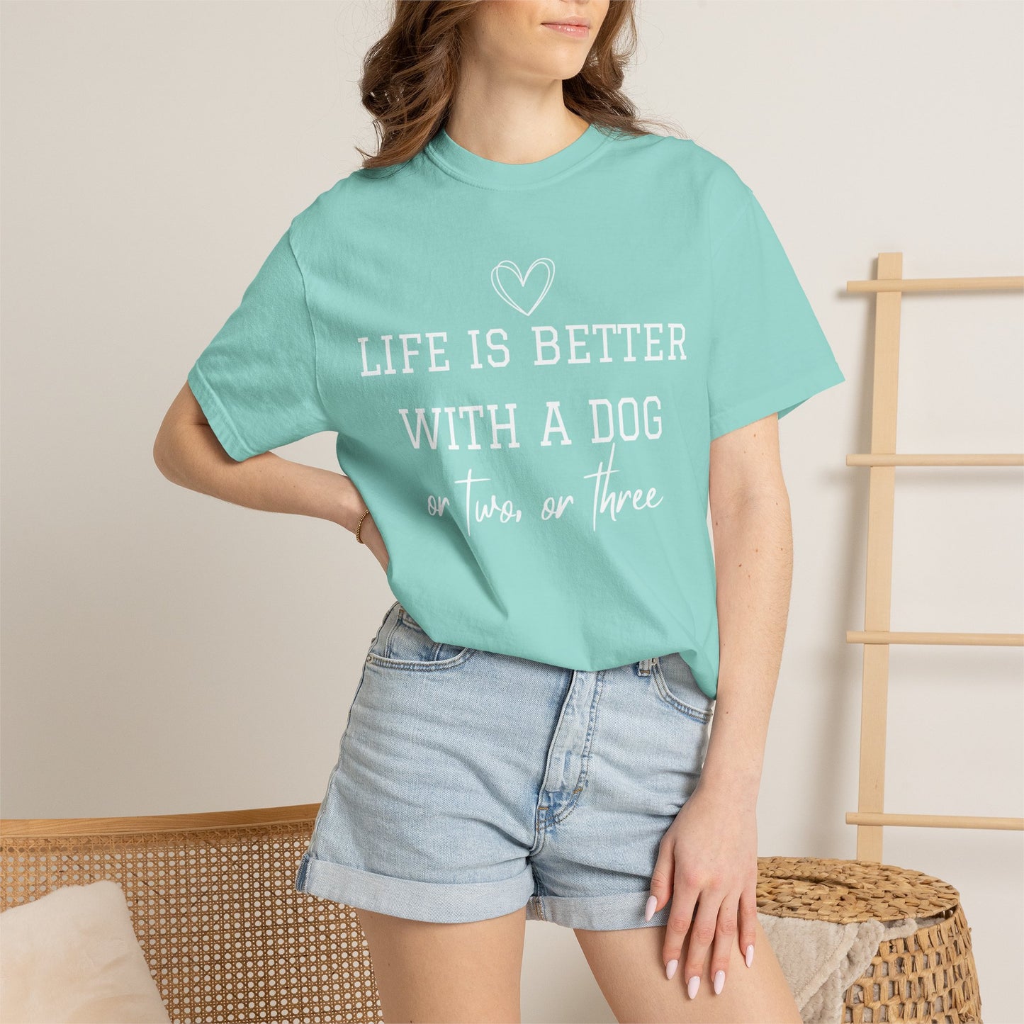 Dog Lover T-Shirt — "Life Is Better With A Dog or Two or Three" Graphic Tee