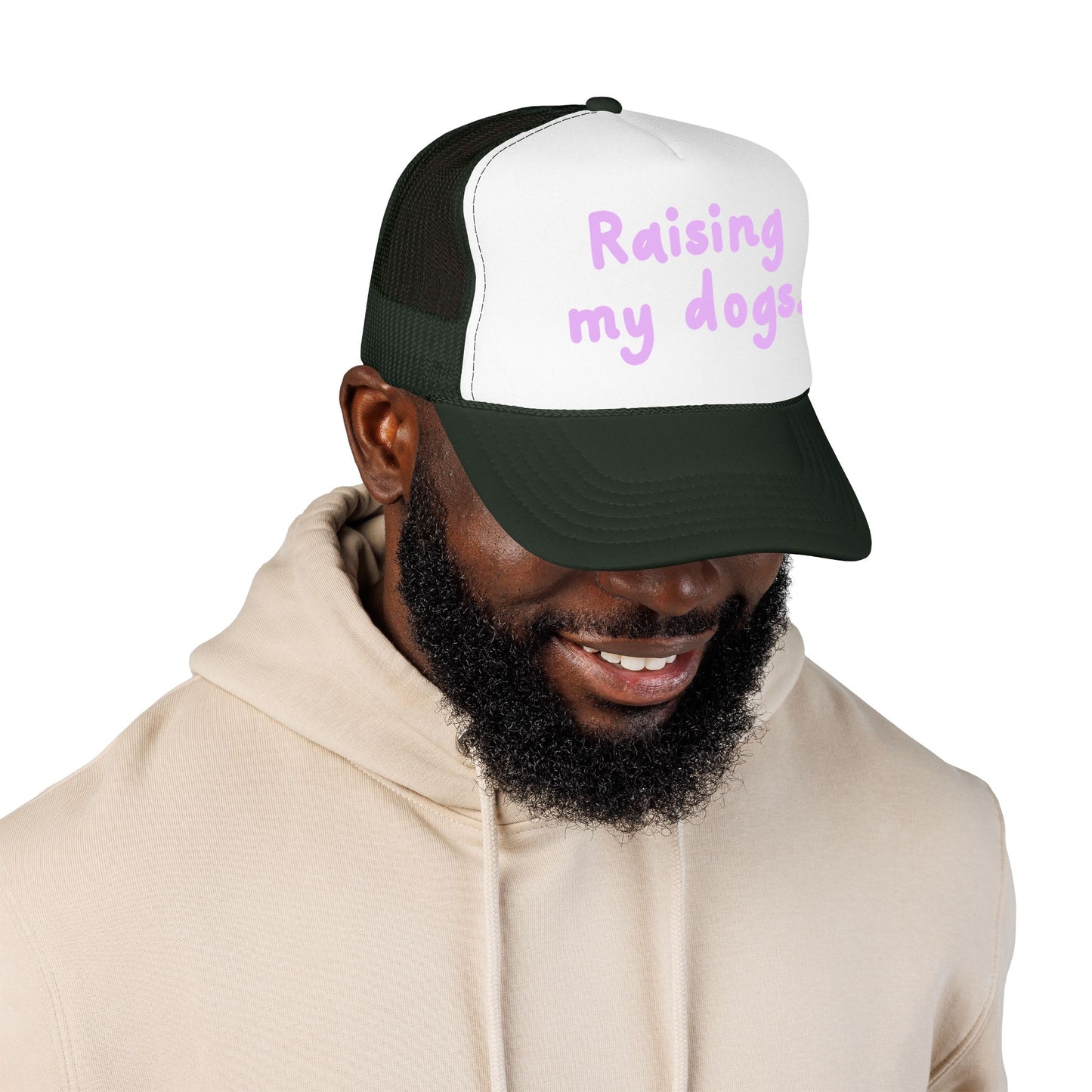 Raising My Dogs Foam Trucker Hat — Cute Pastel Pet Mom Cap