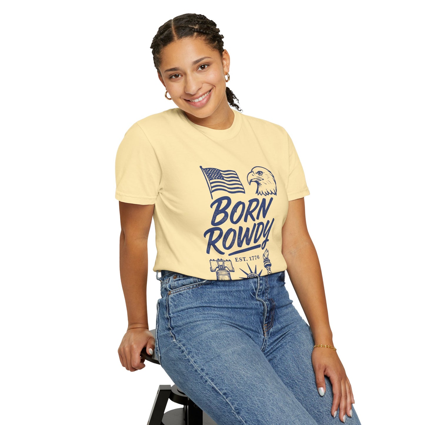 Born Rowdy Patriotic T-Shirt — American Flag & Eagle Liberty Design