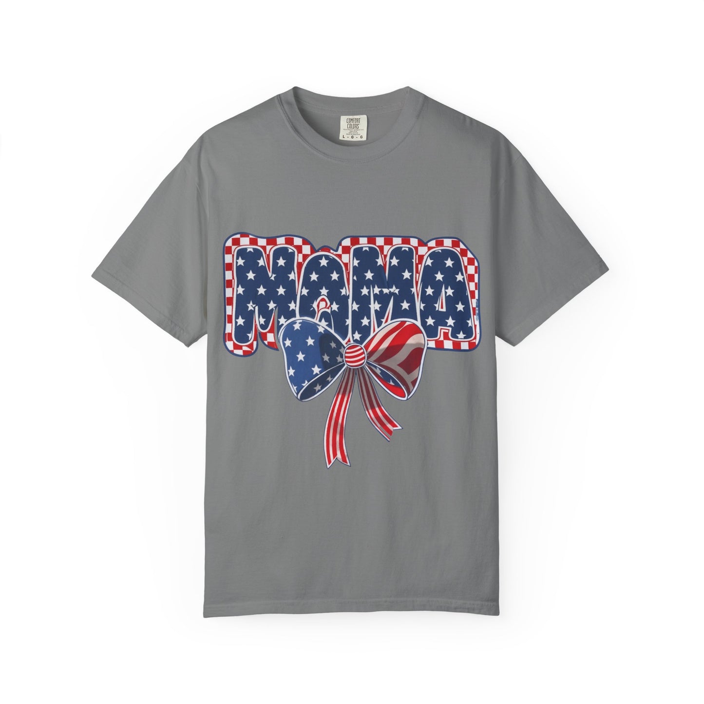 Patriotic MAMA T-Shirt — Stars & Stripes Bow 4th of July Tee