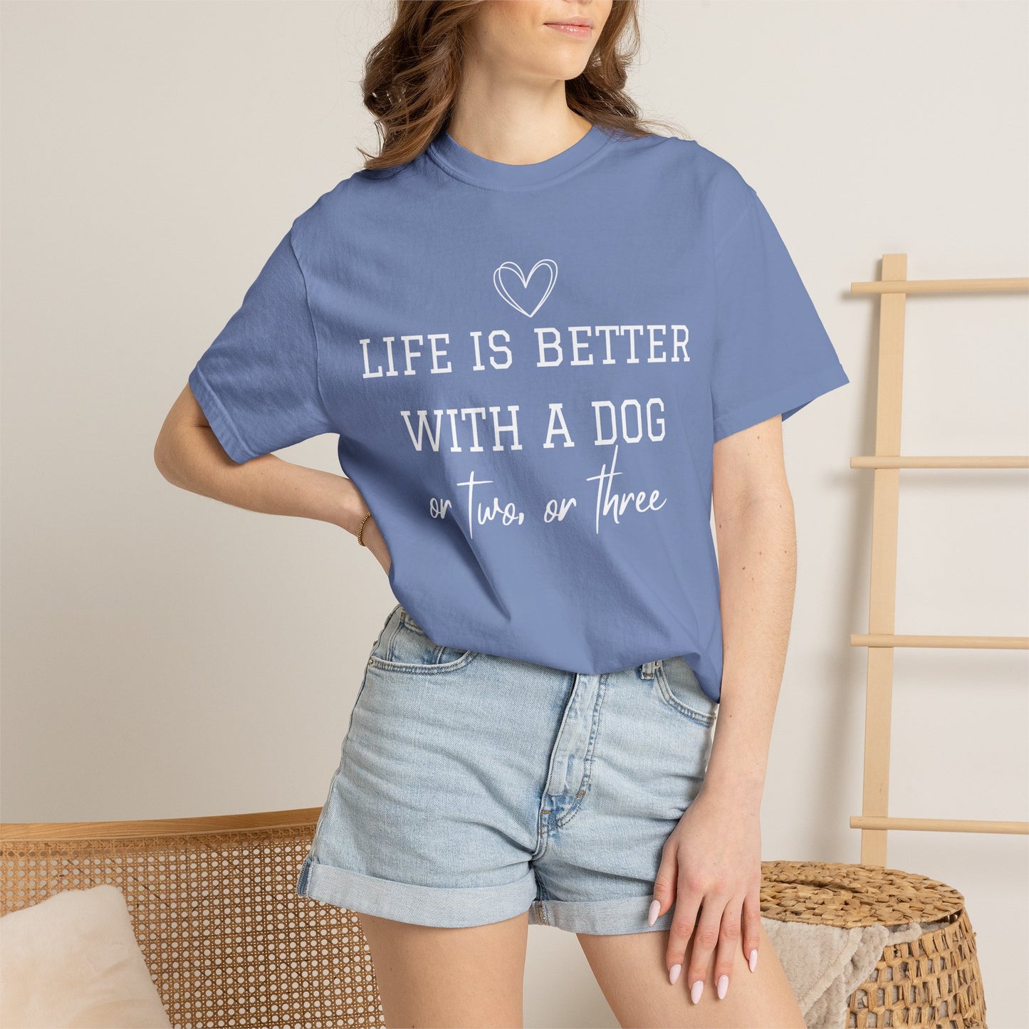 Dog Lover T-Shirt — "Life Is Better With A Dog or Two or Three" Graphic Tee