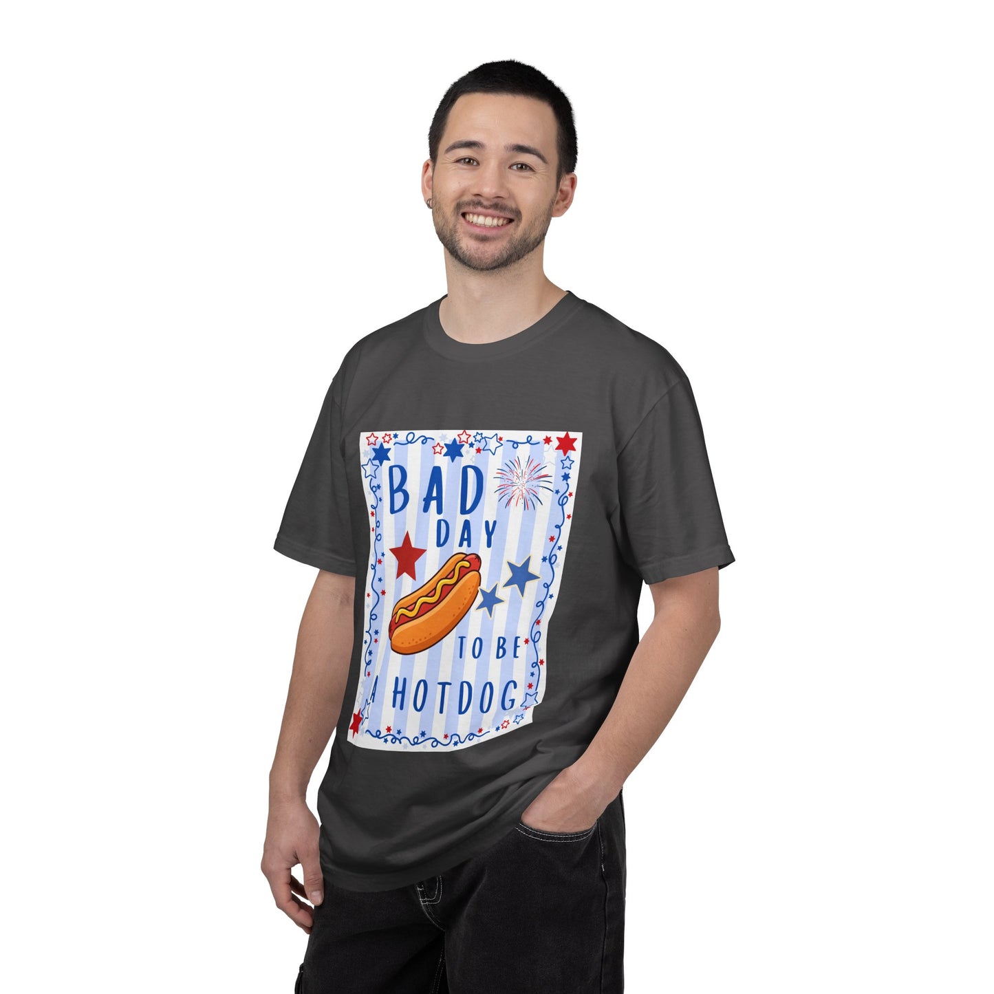 Hot Dog Graphic T-Shirt — “Bad Day to Be a Hotdog” Patriotic BBQ Tee