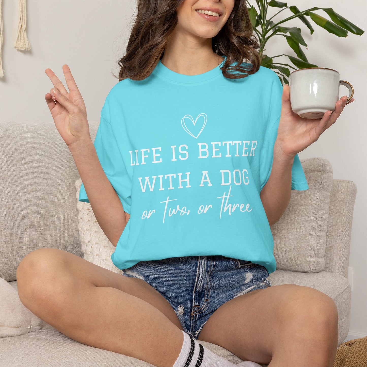 Dog Lover T-Shirt — "Life Is Better With A Dog or Two or Three" Graphic Tee