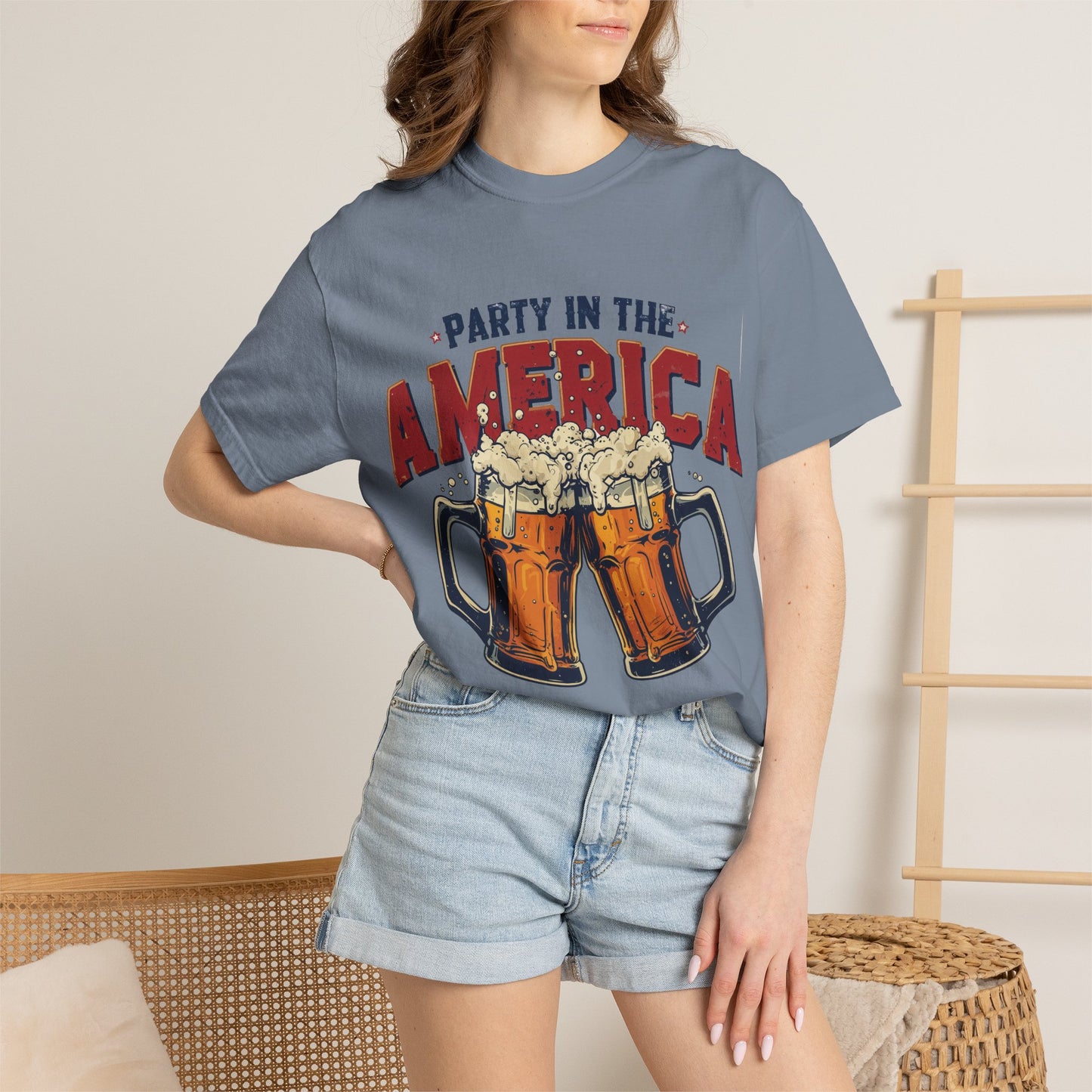 Party in the America T-Shirt — Patriotic Beer Graphic Tee for 4th of July