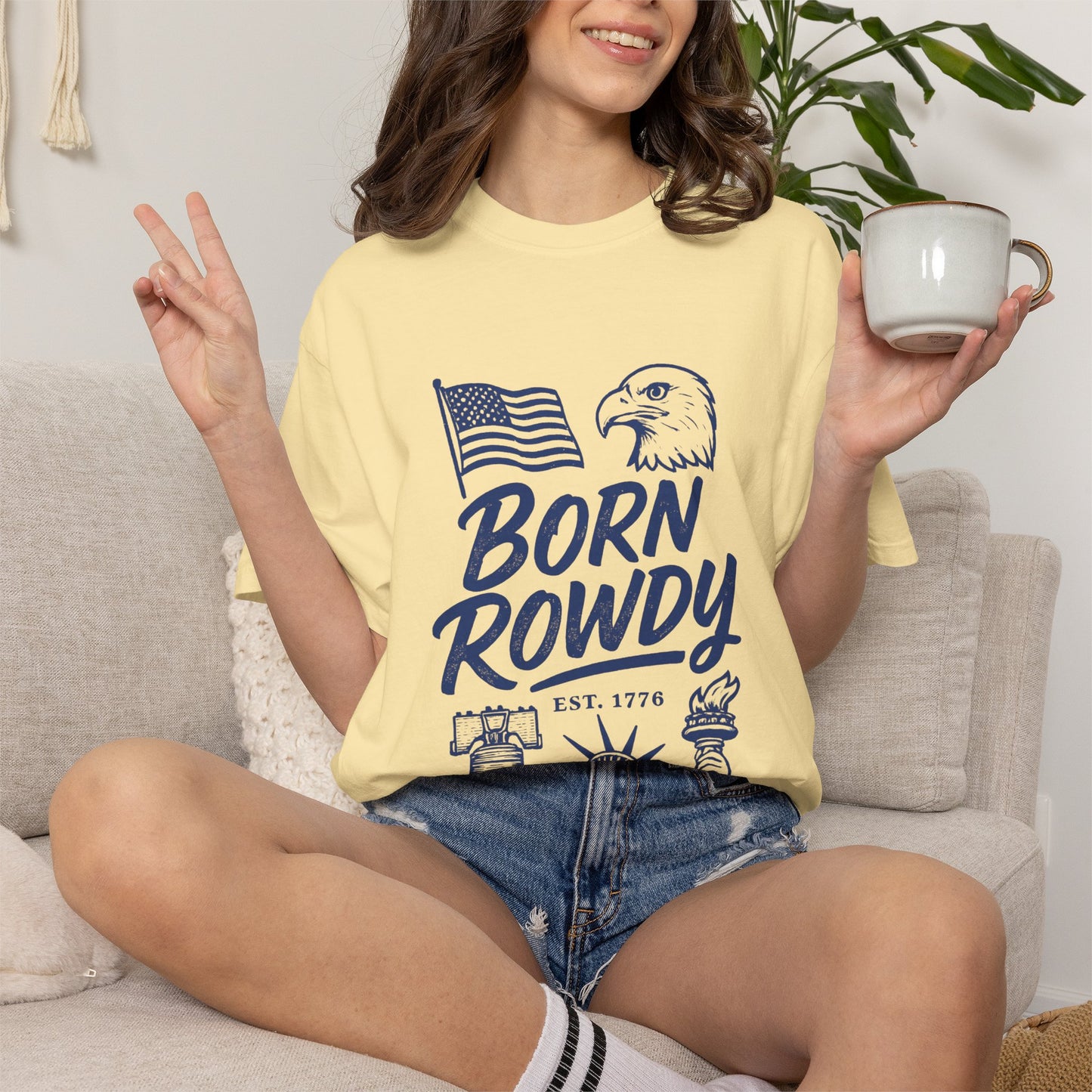 Born Rowdy Patriotic T-Shirt — American Flag & Eagle Liberty Design