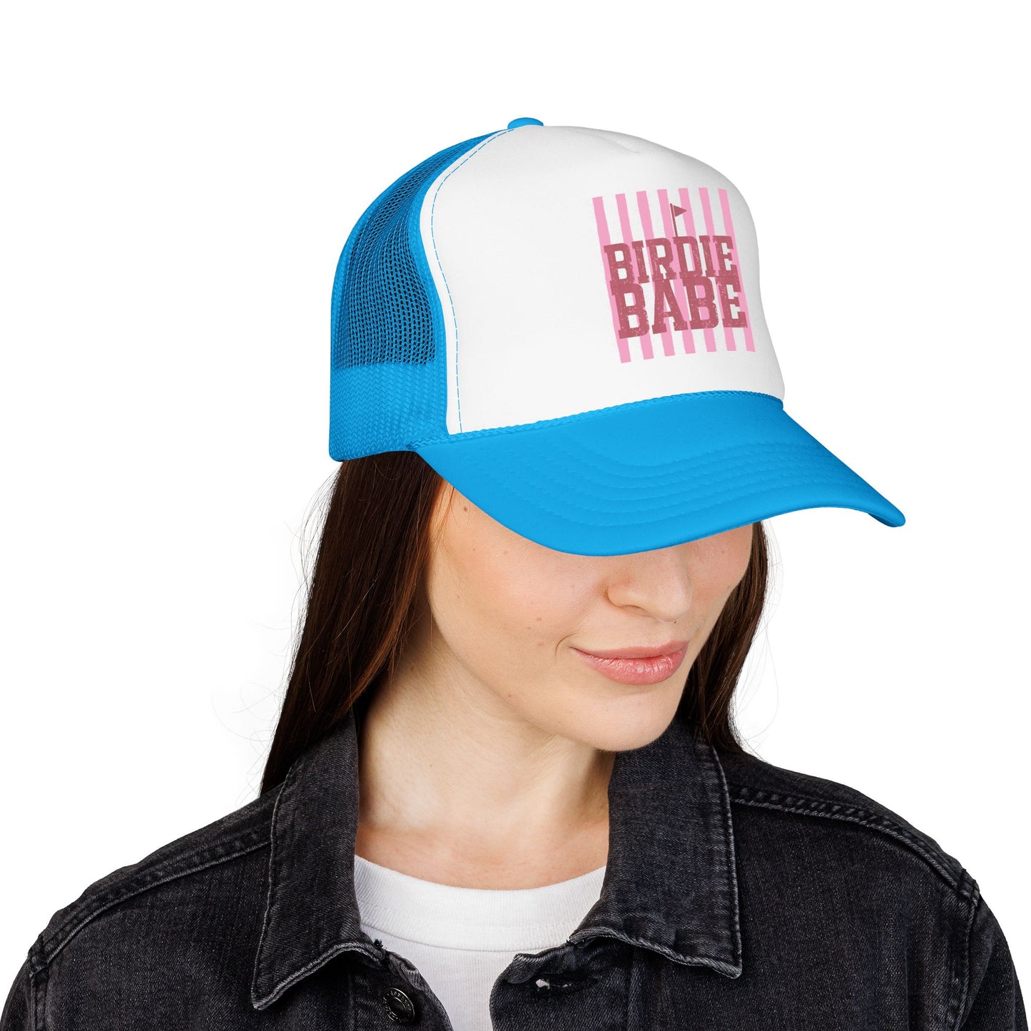 Trucker Hat — 'Birdie Babe' Pink Golf Graphic Foam Trucker Hat