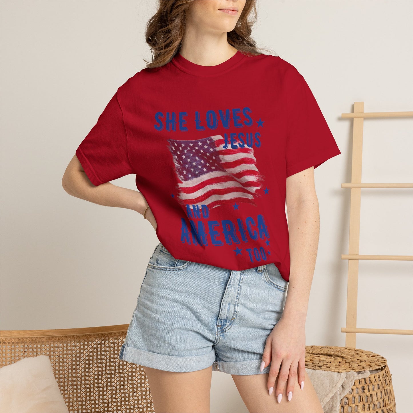She Loves Jesus and America Too- July 4th Tee