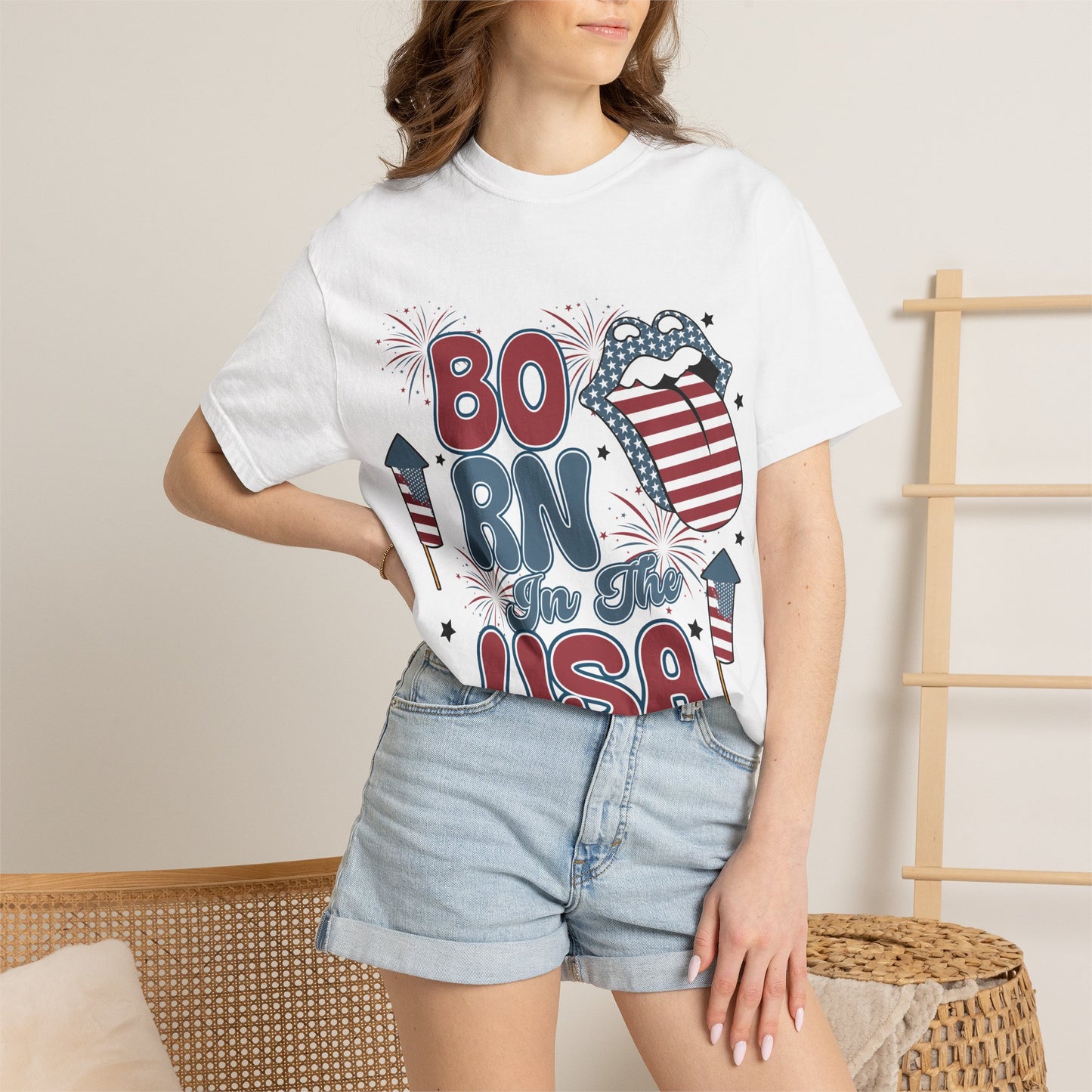Born in the USA Patriotic T-Shirt — 4th of July American Flag Design