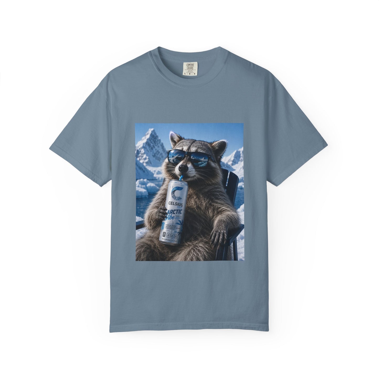 Raccoon Chill Tee — Mountain Lounge Graphic T-Shirt (Holds Celsius Engery Drink)