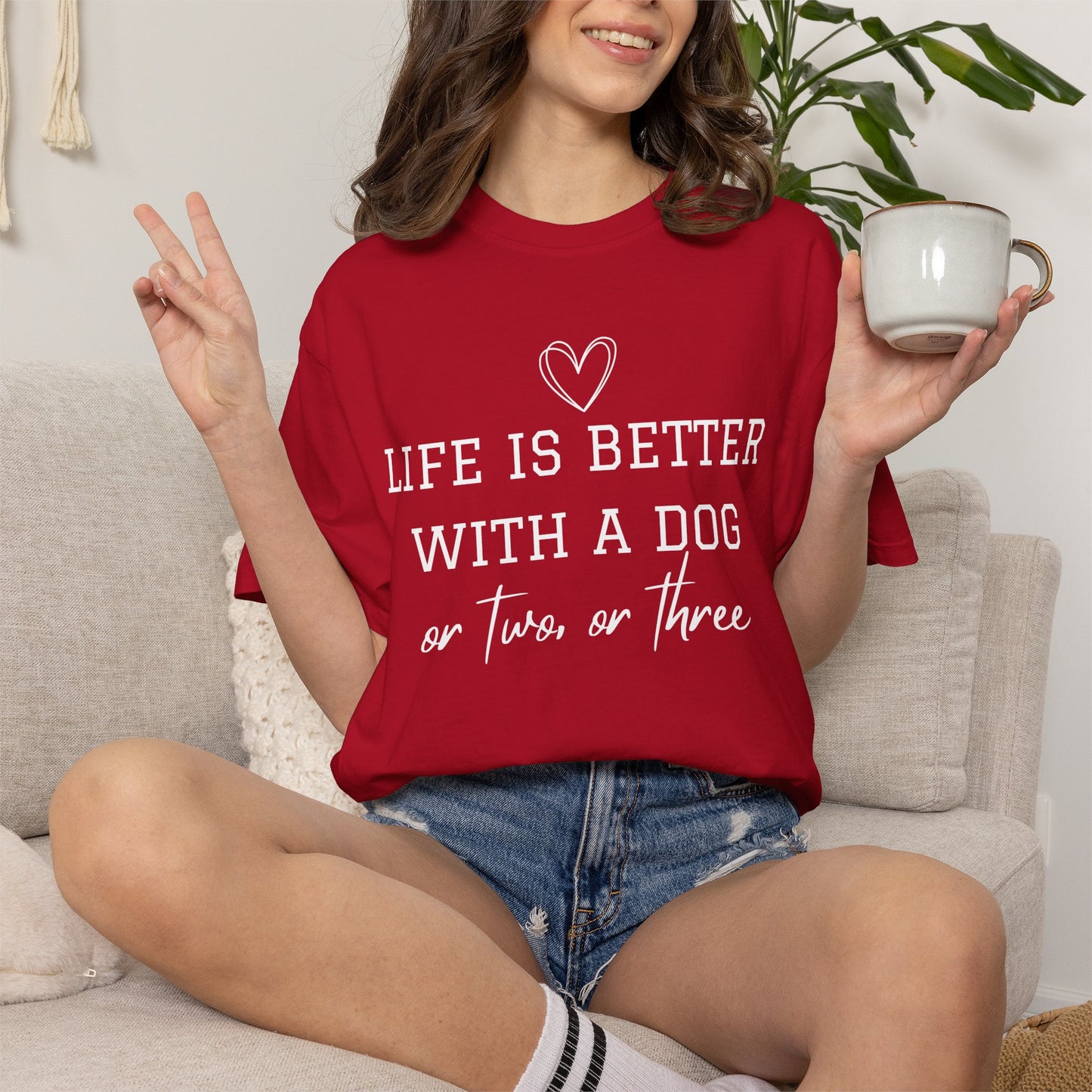 Dog Lover T-Shirt — "Life Is Better With A Dog or Two or Three" Graphic Tee