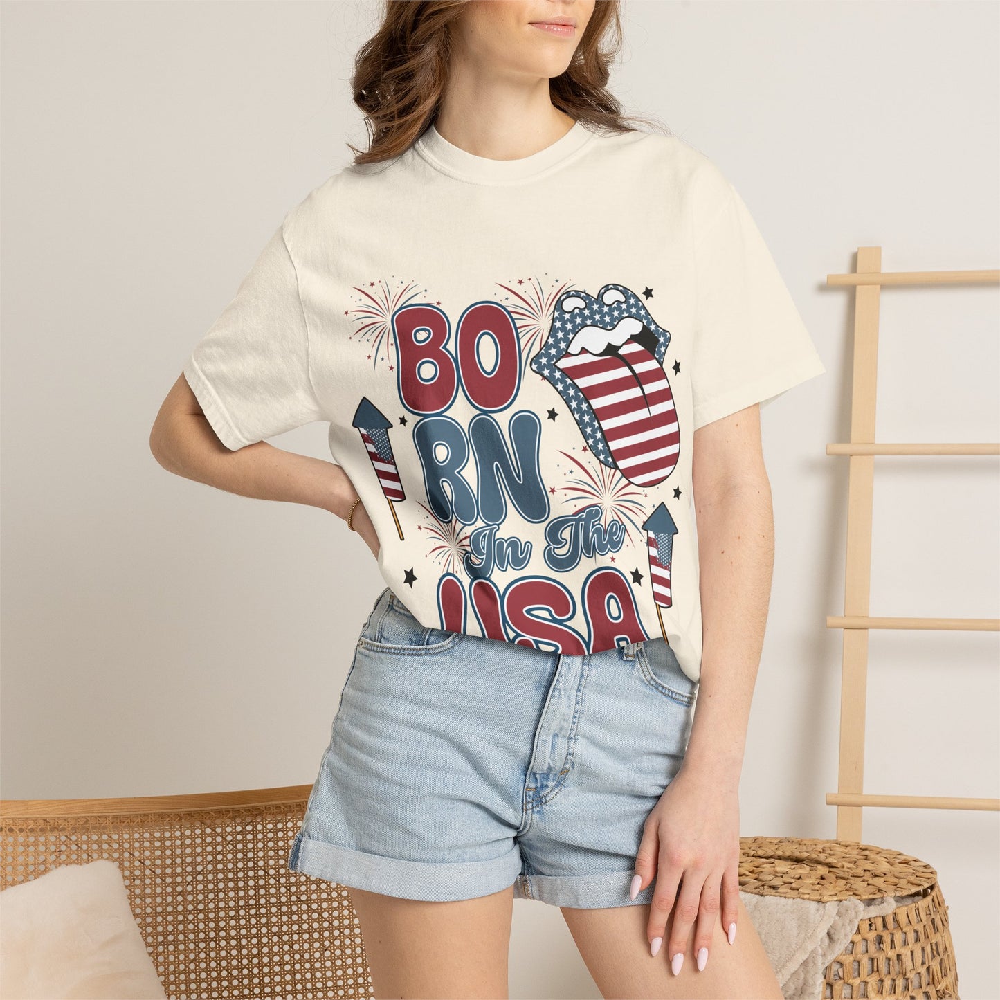 Born in the USA Patriotic T-Shirt — 4th of July American Flag Design