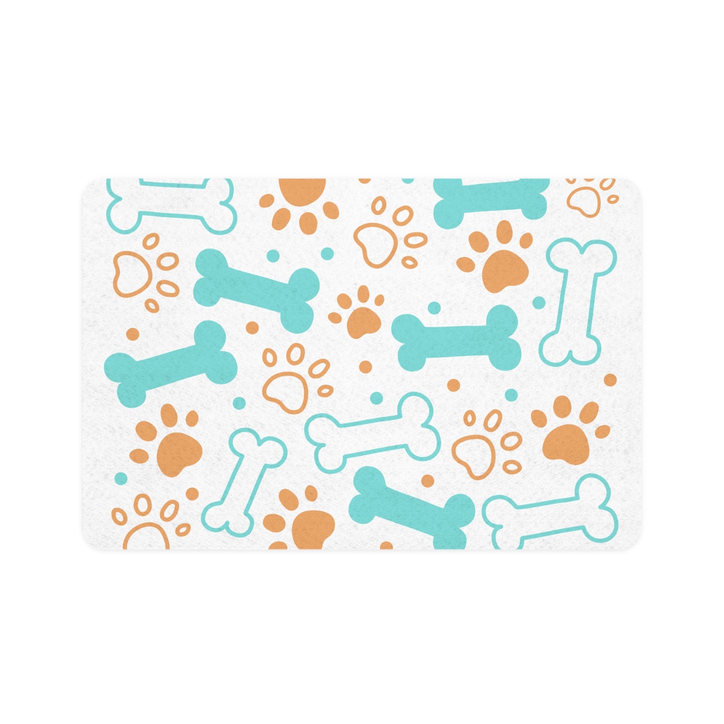 Dog Bone Paw Print Pet Food Mat (12x18) — Waterproof Non-Slip Feeding Placemat