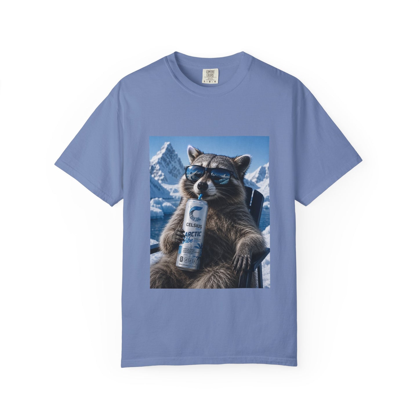 Raccoon Chill Tee — Mountain Lounge Graphic T-Shirt (Holds Celsius Engery Drink)