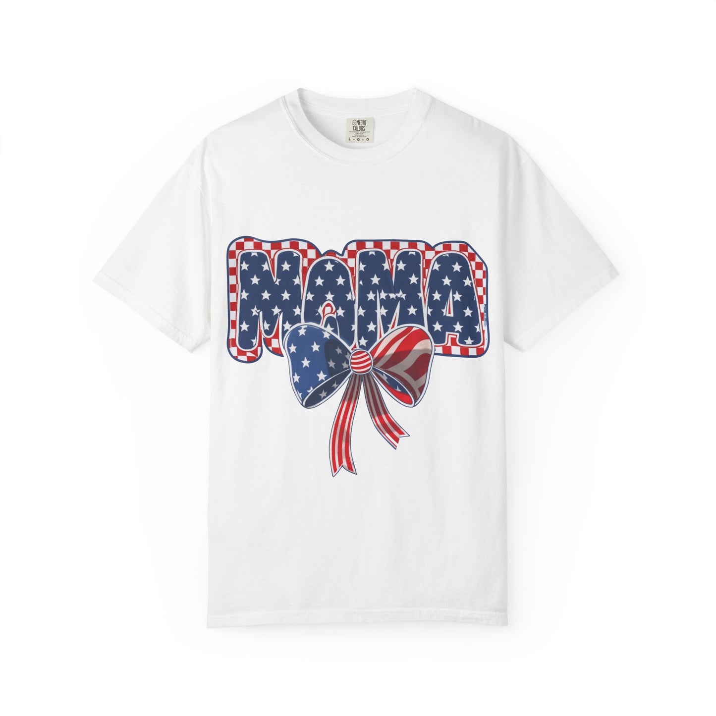 Patriotic MAMA T-Shirt — Stars & Stripes Bow 4th of July Tee