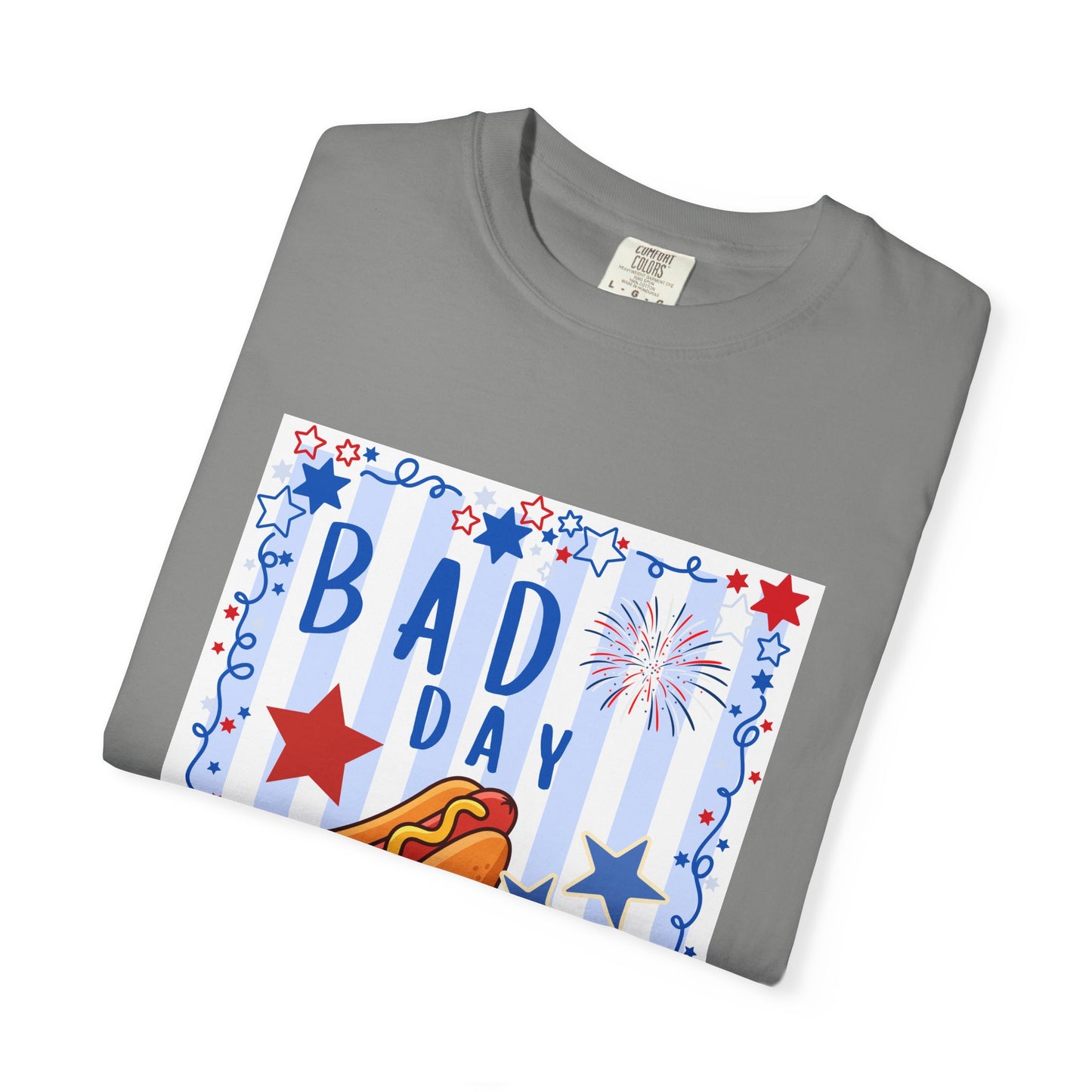 Hot Dog Graphic T-Shirt — “Bad Day to Be a Hotdog” Patriotic BBQ Tee