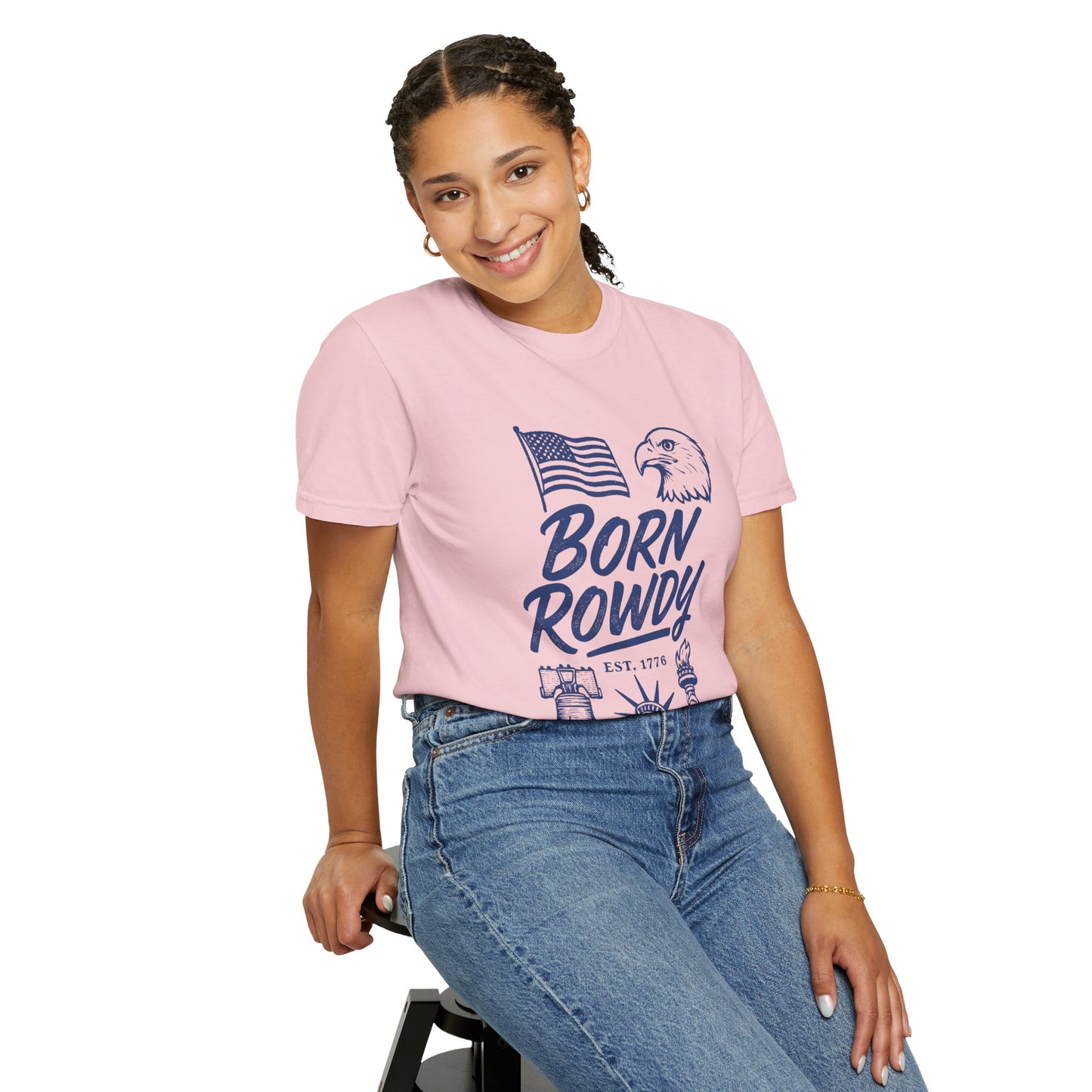 Born Rowdy Patriotic T-Shirt — American Flag & Eagle Liberty Design