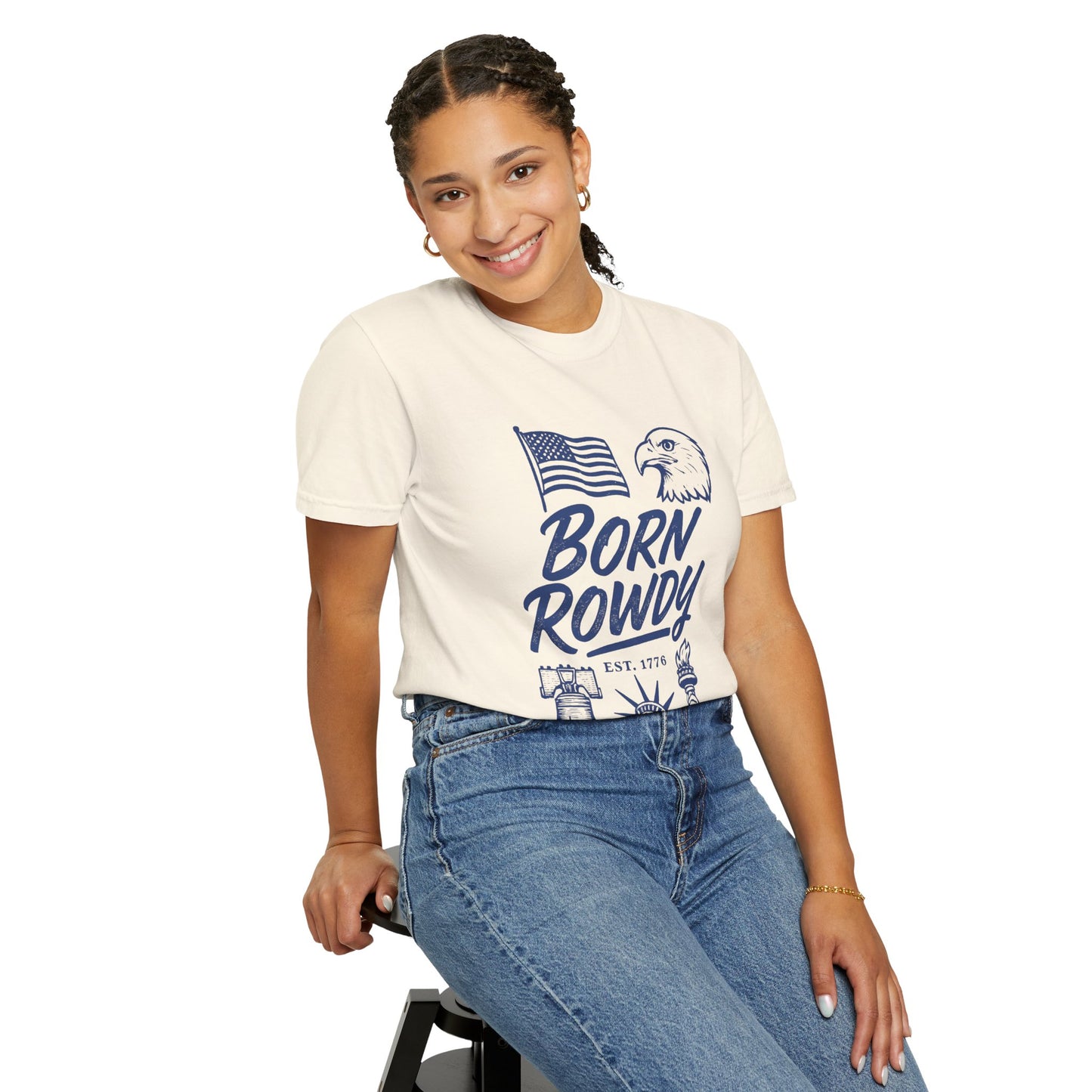 Born Rowdy Patriotic T-Shirt — American Flag & Eagle Liberty Design