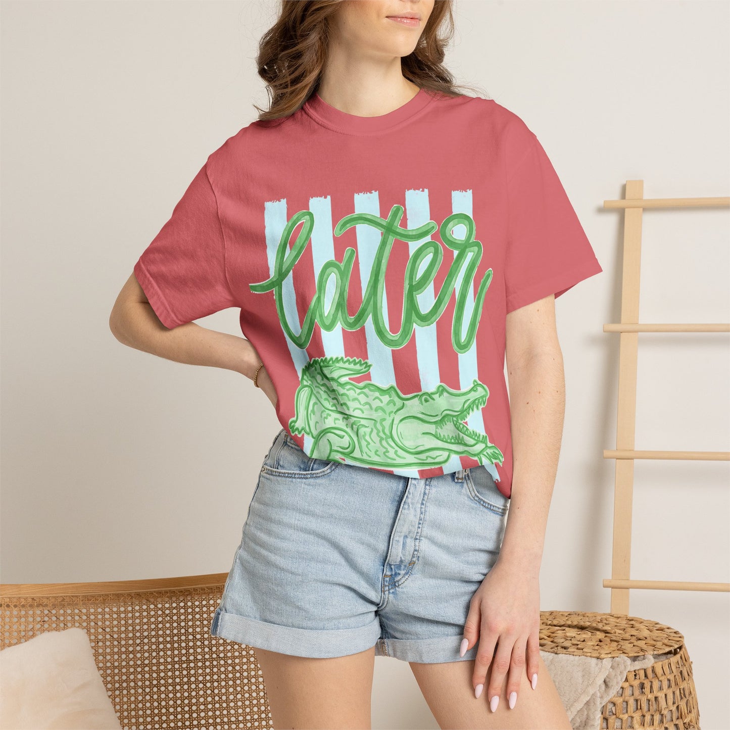 Later Crocodile T-Shirt — Playful Green Gator Graphic Tee