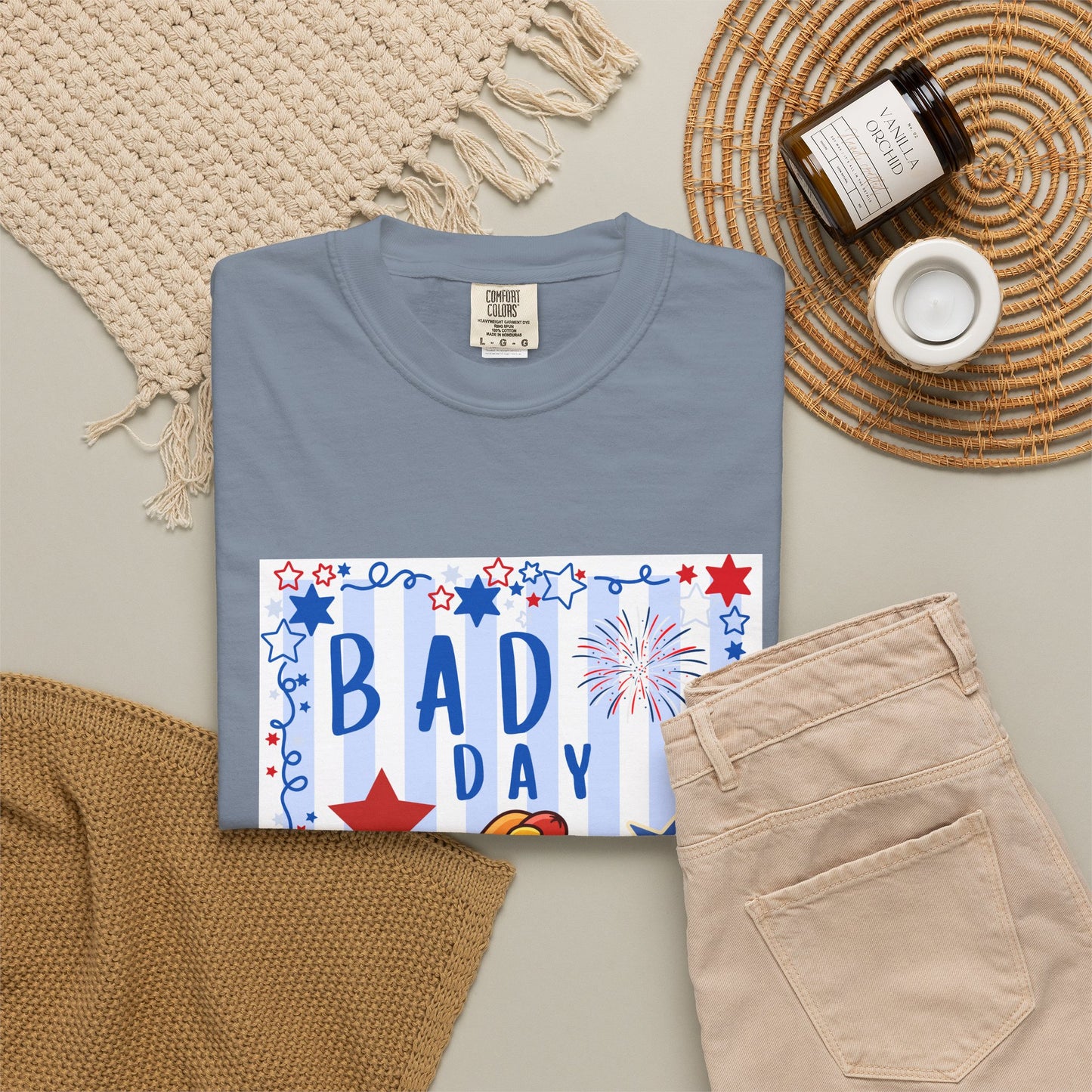 Hot Dog Graphic T-Shirt — “Bad Day to Be a Hotdog” Patriotic BBQ Tee