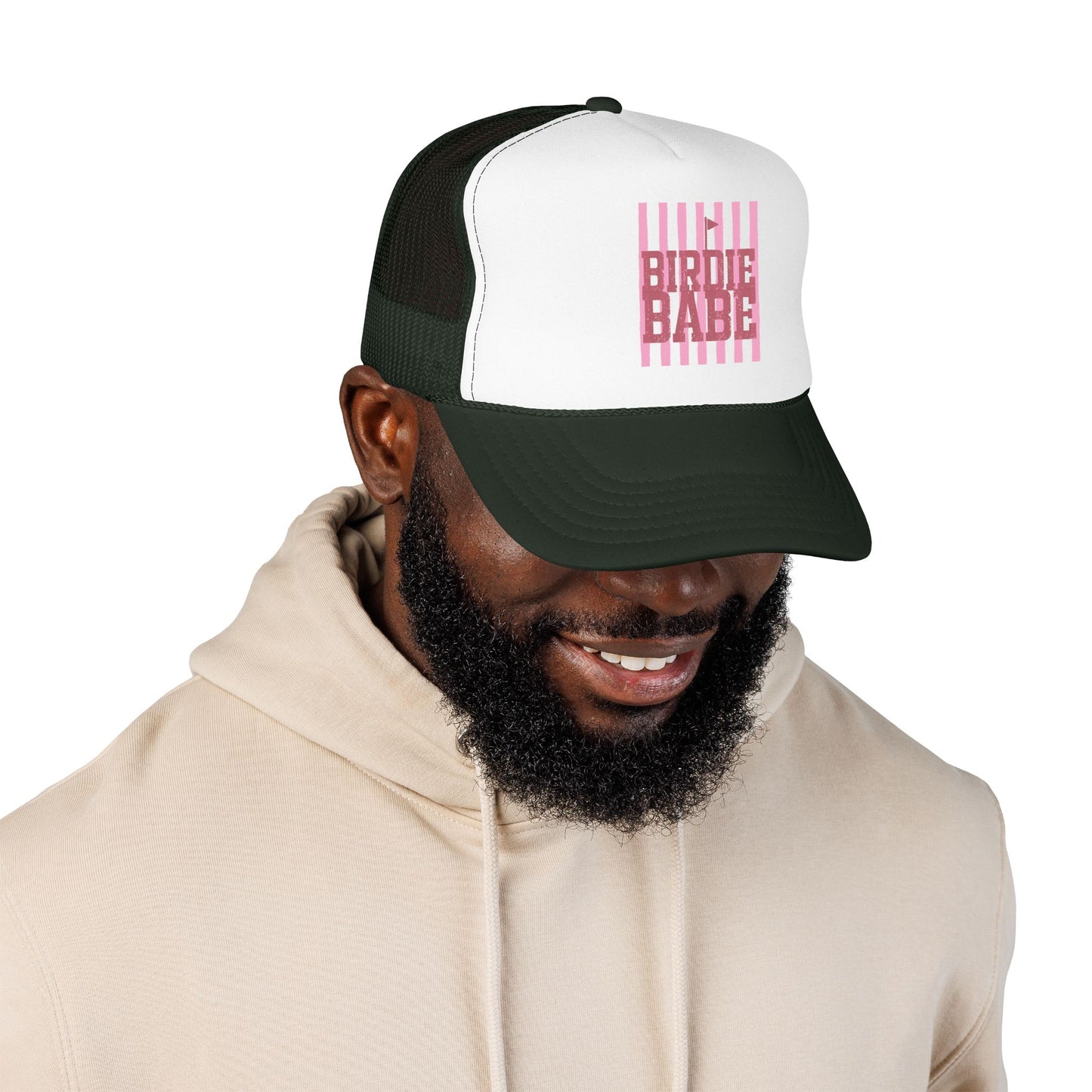 Trucker Hat — 'Birdie Babe' Pink Golf Graphic Foam Trucker Hat