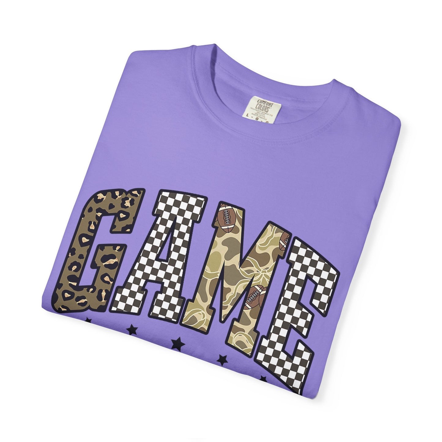 Game Day T-Shirt — Camo & Checkerboard Graphic