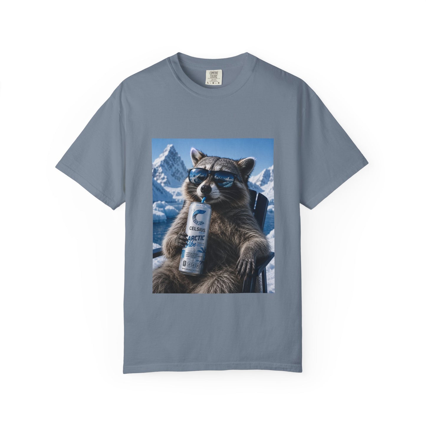 Raccoon Chill Tee — Mountain Lounge Graphic T-Shirt (Holds Celsius Engery Drink)