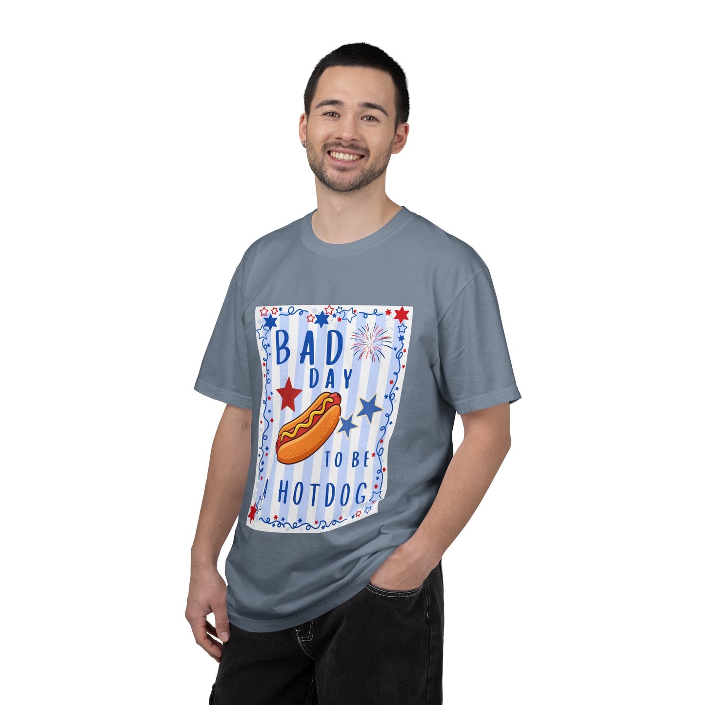Hot Dog Graphic T-Shirt — “Bad Day to Be a Hotdog” Patriotic BBQ Tee