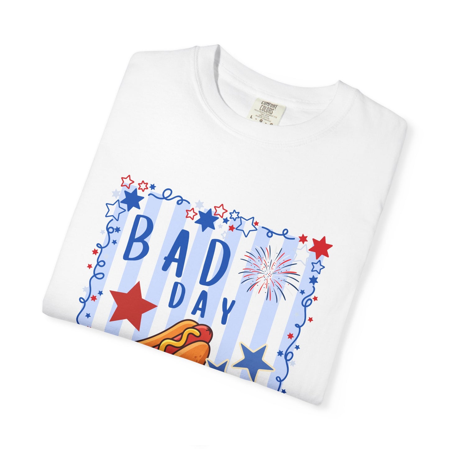 Hot Dog Graphic T-Shirt — “Bad Day to Be a Hotdog” Patriotic BBQ Tee