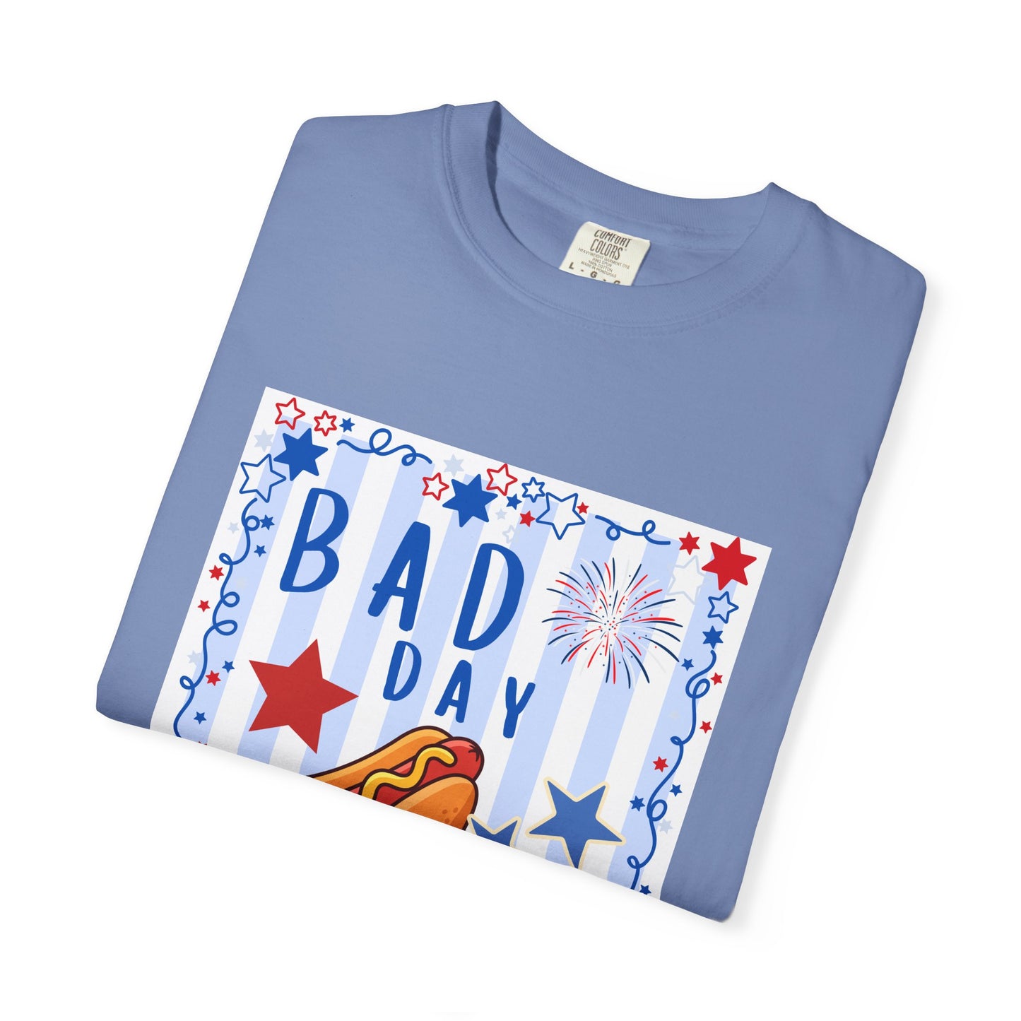Hot Dog Graphic T-Shirt — “Bad Day to Be a Hotdog” Patriotic BBQ Tee