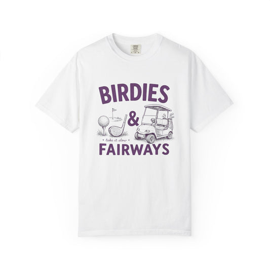 Birdies & Fairways Pink Golf T-Shirt — Funny Golf Cart Tee for Golfers