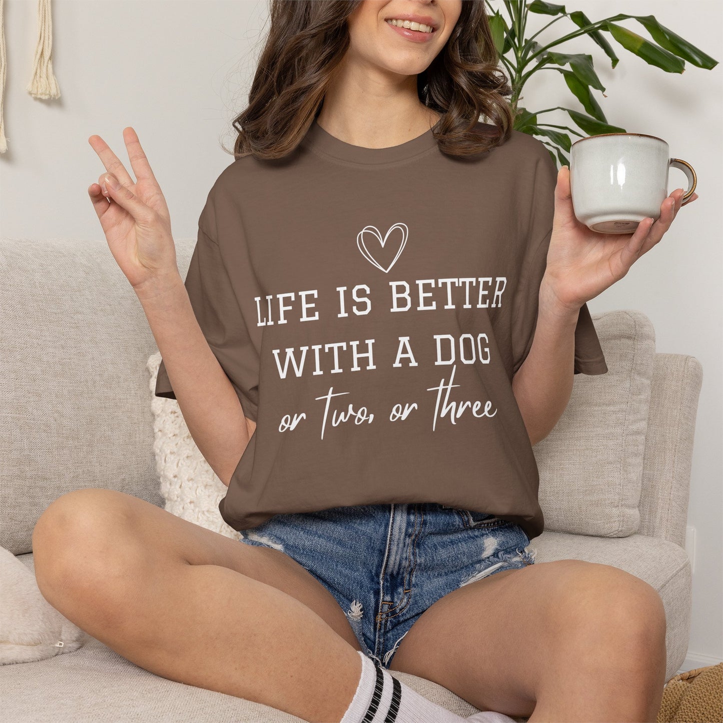 Dog Lover T-Shirt — "Life Is Better With A Dog or Two or Three" Graphic Tee