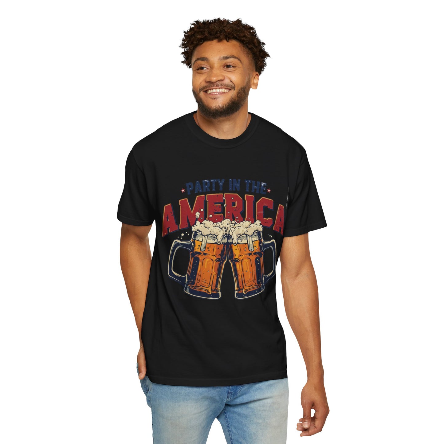 Party in the America T-Shirt — Patriotic Beer Graphic Tee for 4th of July