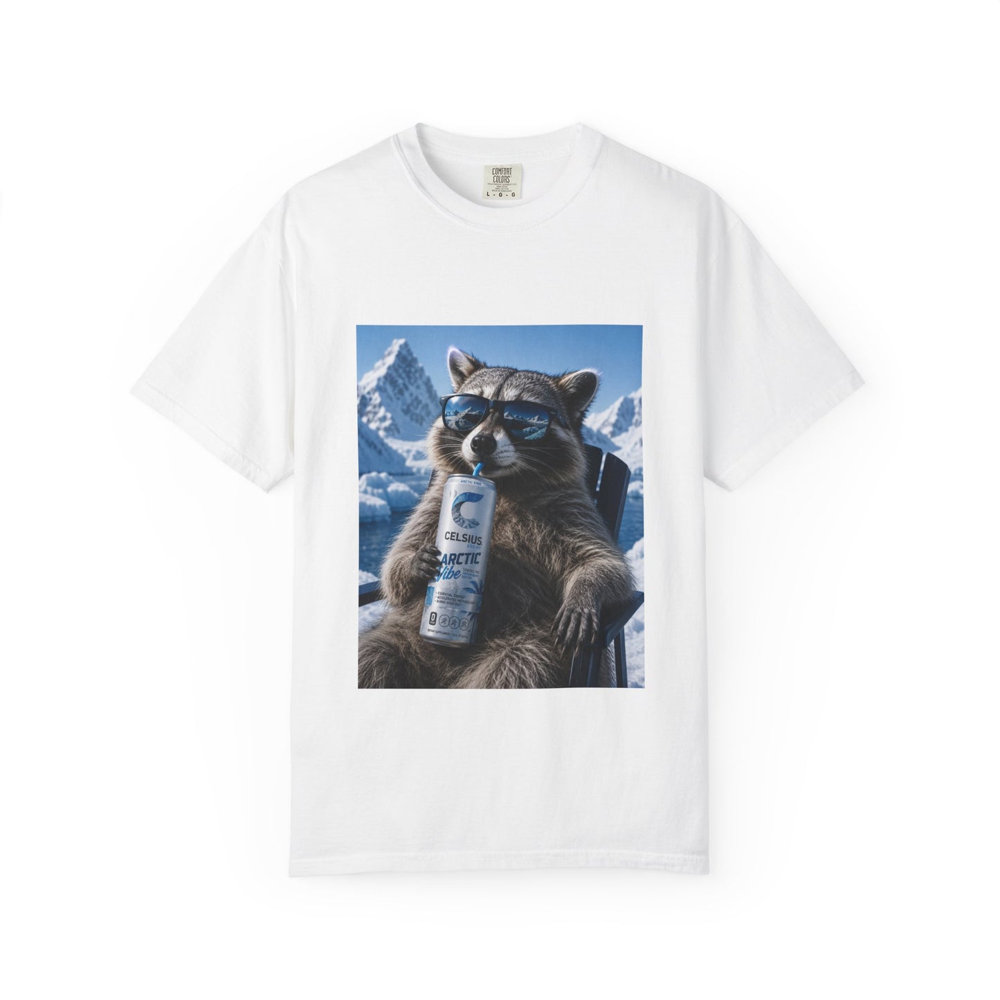 Raccoon Chill Tee — Mountain Lounge Graphic T-Shirt (Holds Celsius Engery Drink)