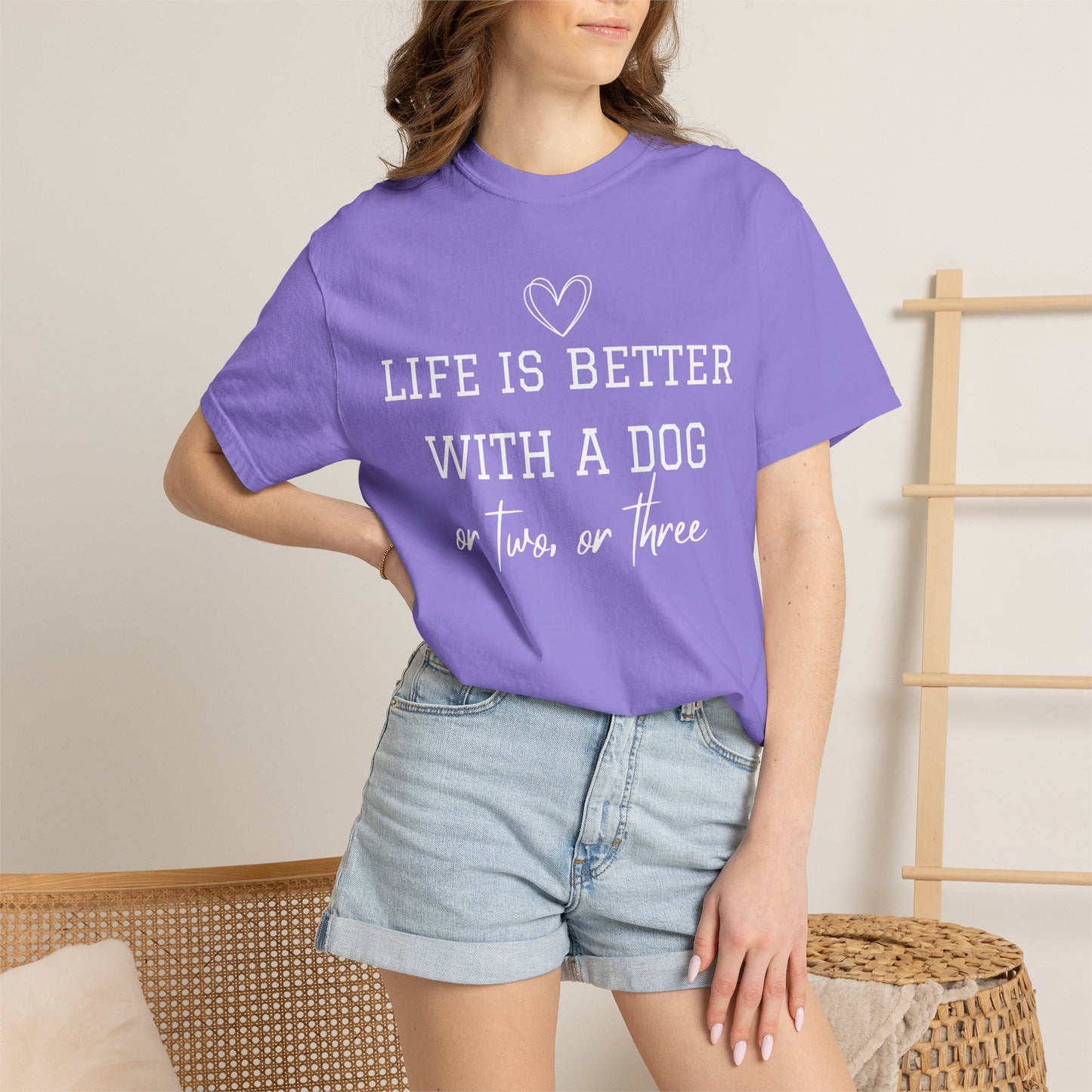 Dog Lover T-Shirt — "Life Is Better With A Dog or Two or Three" Graphic Tee