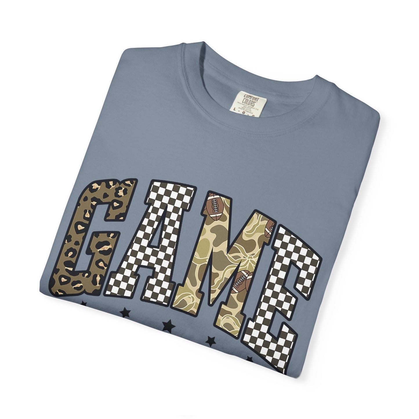 Game Day T-Shirt — Camo & Checkerboard Graphic