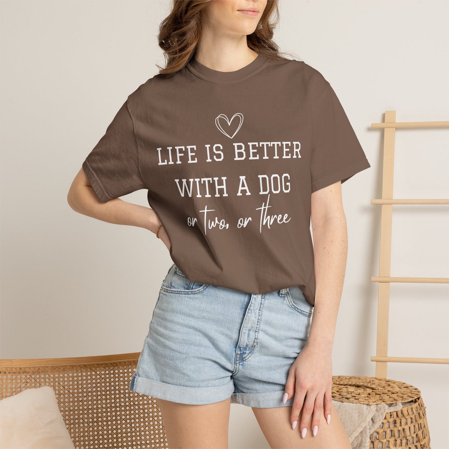 Dog Lover T-Shirt — "Life Is Better With A Dog or Two or Three" Graphic Tee