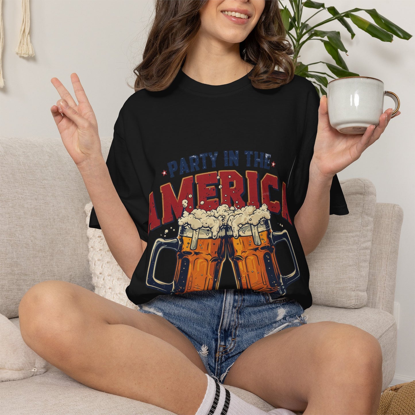 Party in the America T-Shirt – Patriotic Beer Graphic Tee