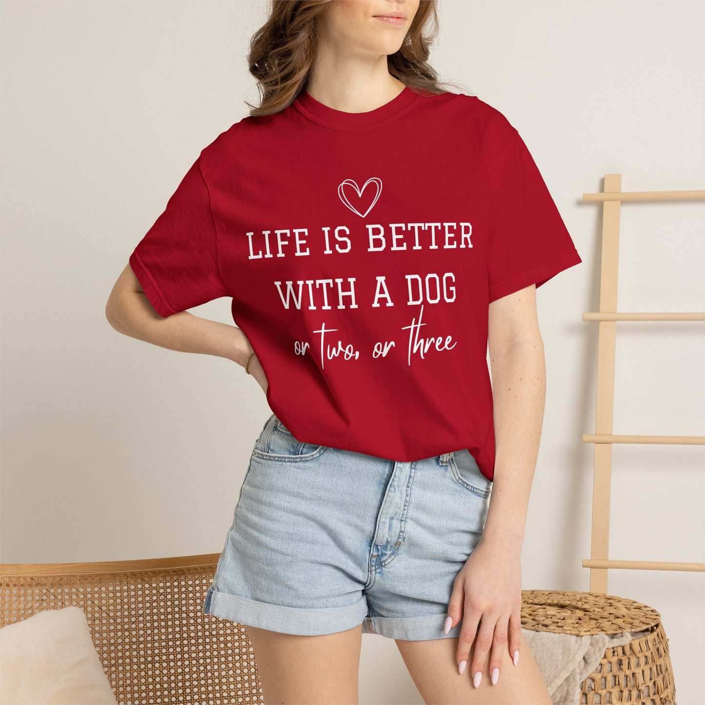 Dog Lover T-Shirt — "Life Is Better With A Dog or Two or Three" Graphic Tee