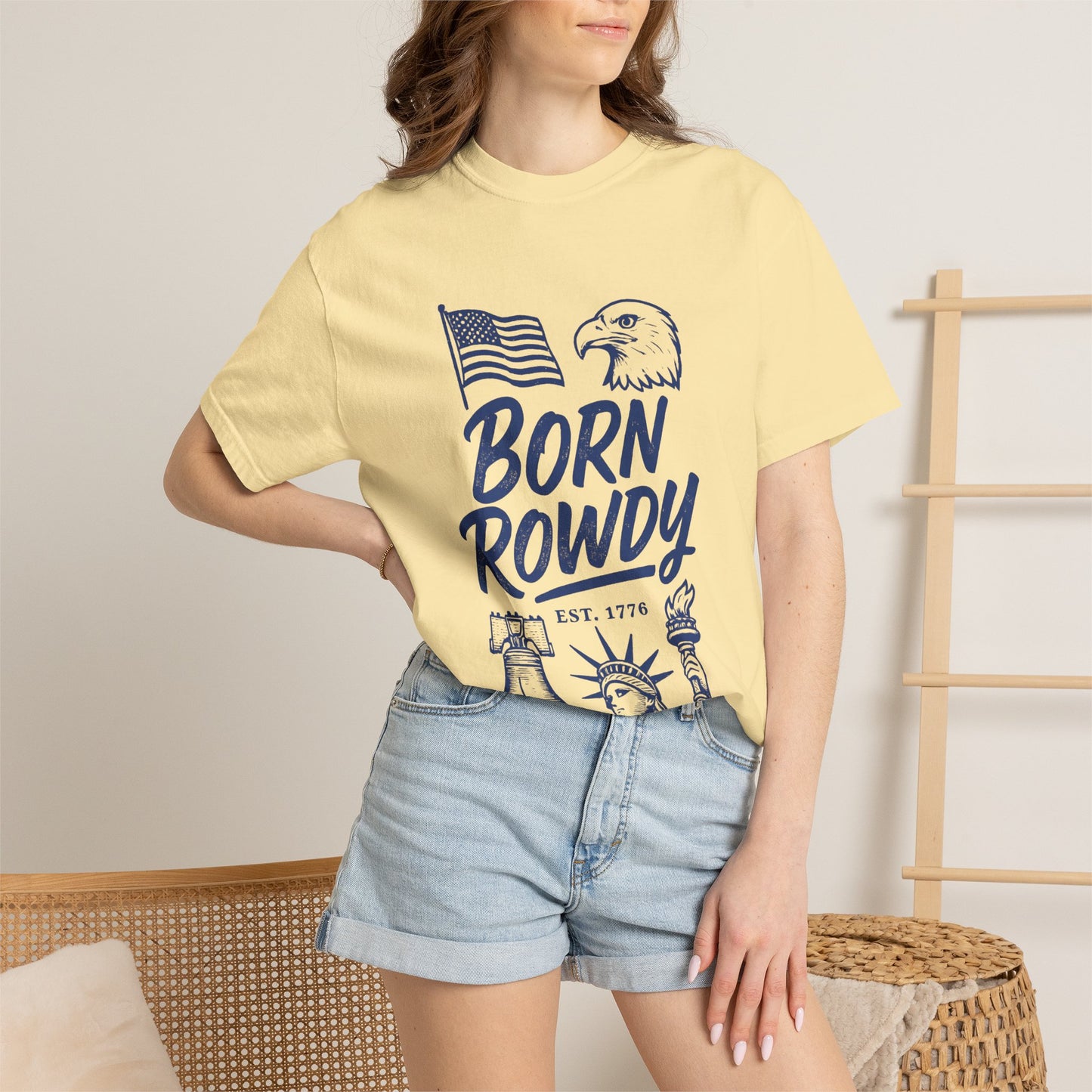 Born Rowdy Patriotic T-Shirt — American Flag & Eagle Liberty Design