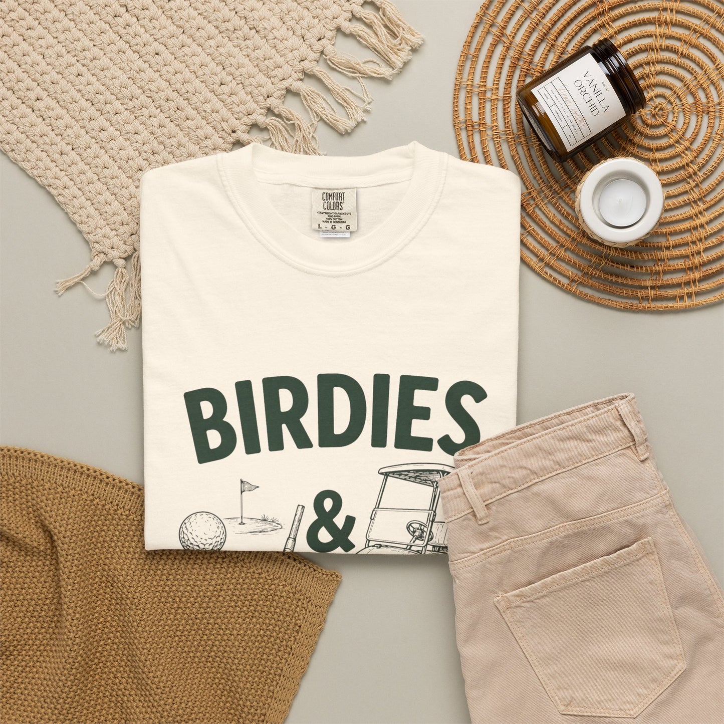 Golf T-Shirt — "Birdies & Fairways" Vintage Golf Cart Design
